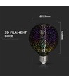 3D LED Pære 4W E27 - Stjerne effekt, 3000K, G125