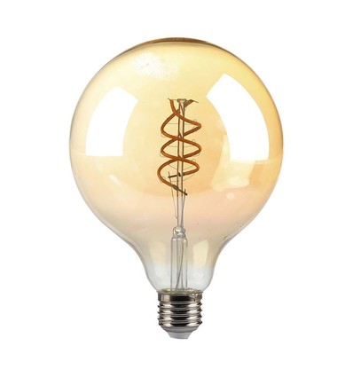 G125 LED pære - 6W, dobbelt spiral, kultråd, amber glas, 1800K, E27
