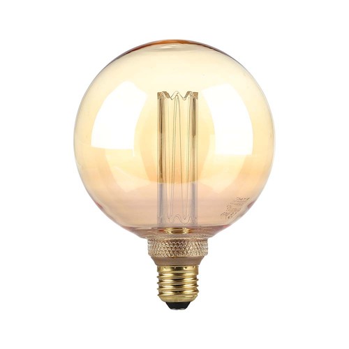 G125 LED ART 4W E27 - Kultrådspære med ravfarvet glas, 1800K