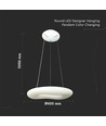 36W rund LED hængende pendel - designer, farveskiftende, 600x2000, dæmpbar, hvid