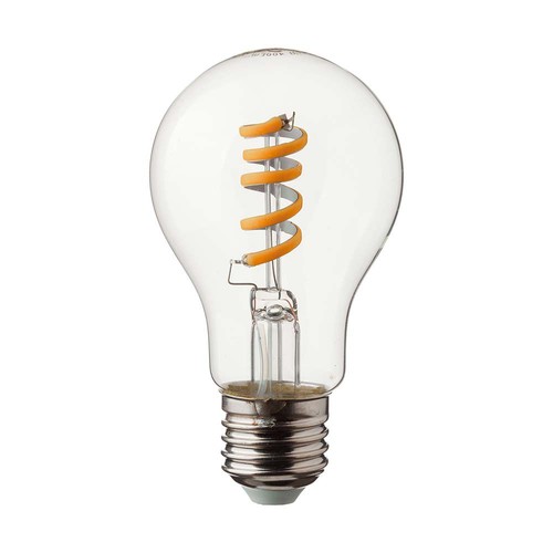 4W LED Pære - Spiral, Kultråd, Klar, 3000K