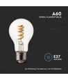 E27 4W LED spiral filament pære - GLS, klar glas, 300lm, varm hvid, erstatter 28W