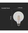 E27 12W G125 LED filament pære - 1521lm, klart glas, 4000K