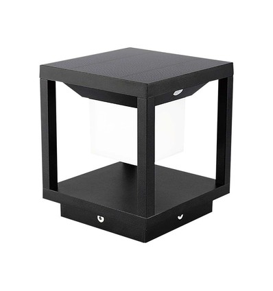 LED Solcelle Sokkel Lampe - 3000K, Sort, Hus
