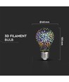 E27 3W LED pære - A60, 3D stjerne effekt