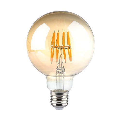 G95 LED Kultrådspære 8W E27 - Ravfarvet Glas, 2200K