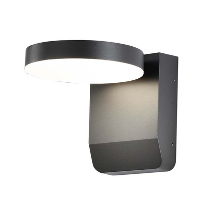 17W Væglampe - LED, 3000K, Sort hus, Rund, IP65