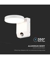 17W LED væglampe med sensor, rund - IP65, hvid, PIR bevægelsessensor, 2480lm, udendørs/indendørs