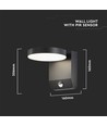 17W Væglampe - LED, Sensor, 3000K, Sort, Rundt, IP65