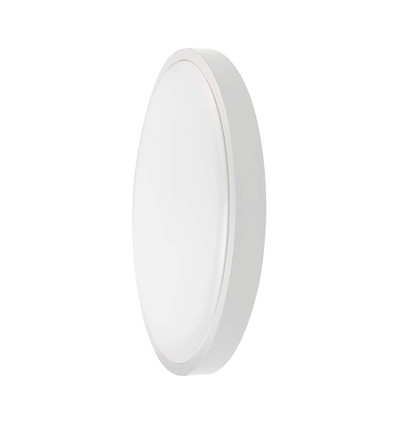 18W LED Dome Lys - Mikrobølge Sensor, 3000K, Rund, Hvid Ramme, IP44