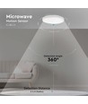 18W LED Dome Lys - Mikrobølge Sensor, 3000K, Rund, Hvid Ramme, IP44