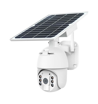 HD Smart 4G Solcelle PTZ kamera med PIR sensor - Full HD, 360° pan-tilt, hvid, inkl. solcellepanel