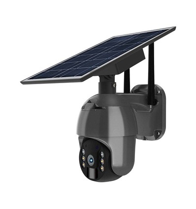 Udendørs WiFi PTZ solcelledrevet kamera - 360° Tryghed, Full HD & Farvenattesyn, IP65, Sort