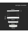 80W LED lysekrone pendel - 3-trin dæmpbar, 3000K, hvid, 360 grader lysspredning