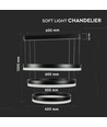 86W Soft Light Chandelier LED pendel - Sort, 3000K, dæmpbar, 360 grader lys, 3 års garanti
