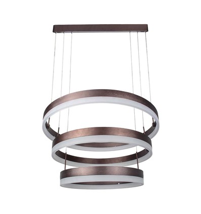92W LED lysekrone pendel, 3-trin dæmpbar - 4550lm, 3000K, kaffebrun aluminium, 360 grader lysspredning