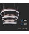 92W LED lysekrone pendel, 3-trin dæmpbar - 4550lm, 3000K, kaffebrun aluminium, 360 grader lysspredning