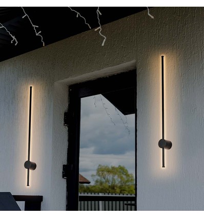 12W LED væglampe, RA90 - IP65, sort, 1590lm, 4000K, 65cm høj