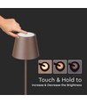 4W LED gulvlampe, genopladelig - IP54, Corten, touch dæmpbar, justerbar højde 50-130cm, USB-opladning