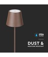 4W LED gulvlampe, genopladelig - IP54, Cortenfarvet, touch dæmpbar, justerbar højde 50-130cm, USB-opladning