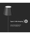 4W LED gulvlampe, genopladelig - Touch dæmpbar, USB, IP54, sort, højdejusterbar 50-130cm, inkl. lyskilde