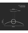 36W LED designer pendel - Sort, 3200lm, 4000K, 360 grader lysspredning