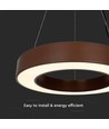 60cm 50W rund LED pendel - 125lm/W, Cortenfarvet, Triac dæmpbar, 4000K, IP20
