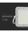 VT LED Solar Projektør 80W - 6400K, 6000 mAh Batteri, 3m Kabel, Smart IR Fjernbetjening, Hurtig Opladning, Hvid.