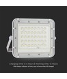 VT LED Solar Projektør 80W - 6400K, 6000 mAh Batteri, 3m Kabel, Smart IR Fjernbetjening, Hurtig Opladning, Hvid.