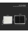 180W LED solcelle projektør, 4000K - Inkl. 20W solcellepanel, IP65, fjernbetjening, hvid