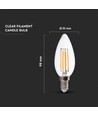 E14 5,5W LED filament kertepære - Dæmpbar, klar glas, 110lm/W
