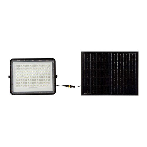20W solcelle projektør med sensor og fjernbetjening - 1800lm, IP65, 6400K, sort kabinet
