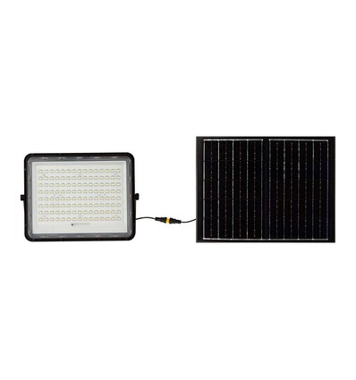 20W LED solcelle projektør - IP65, 4000K, sort, inkl. solpanel og fjernbetjening