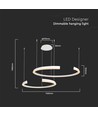 48W LED designer pendel - Hvid, 4000K, Triac dæmpbar, to halvmåner