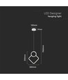 12W hvid pendel loftlampe - 28x180cm, 3000K, moderne rombe design, inkl. lyskilde