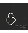 12W hvid pendel loftlampe - 28x180cm, 3000K, moderne rombe design, inkl. lyskilde