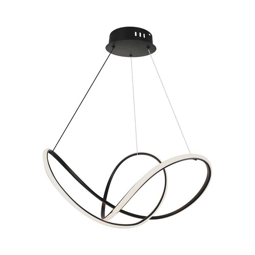 49W LED dekorativ hængelampe - Ø70xH120cm, 3000K, sort, hus