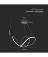 49W LED dekorativ hængelampe - Ø70xH120cm, 3000K, sort, hus
