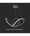 49W LED dekorativ hængelampe - Ø70xH120cm, 3000K, sort, hus