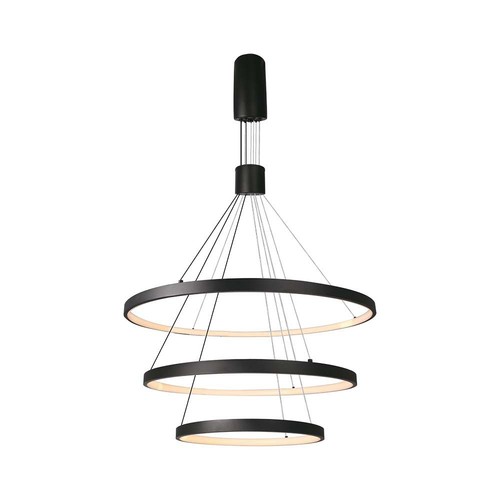 46W LED dekorativ hængelampe - Ø40xØ60xØ80xH150cm, 3000K, sort, hus