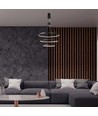 46W LED pendel med 3 ringe, dæmpbar - 4900lm, 3000K, sort, moderne design