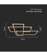 47W LED dekorativ loftlampe - L90xB67x9cm, 3000K, sort hus