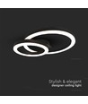 20W LED designer loftlampe - To overlappende ringe, Ø45cm, sort, 3000K, 105lm/W