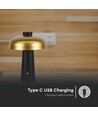 3W genopladelig LED bordlampe - Touch dæmpbar, 3-i-1 CCT, guld/sort, inkl. USB-kabel