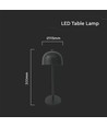 V-Tac Opladelig bordlampe 3i1 - CCT, sort, IP20, touch dæmpbar
