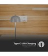 V-Tac Opladelig bordlampe 3i1 - CCT, grå, IP20, touch dæmpbar
