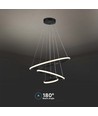 32W LED pendel med 3 ringe - Sort, 3000K, 600x400x200mm, dekorativ loftlampe