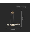 18W dekorativ LED pendel - L700x250mm, guld, violin-formet, 3000K