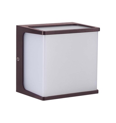 8W LED væglampe - IP65, brun krop, 4000K, 800lm, 120x120x92mm