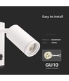 GU10 væglampe med afbryder - Hvid, aluminium, uden lyskilde